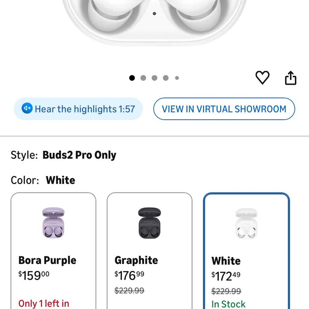 Samsung Buds2 Pro in Classic White. Excellent condition. Worn handful of times.